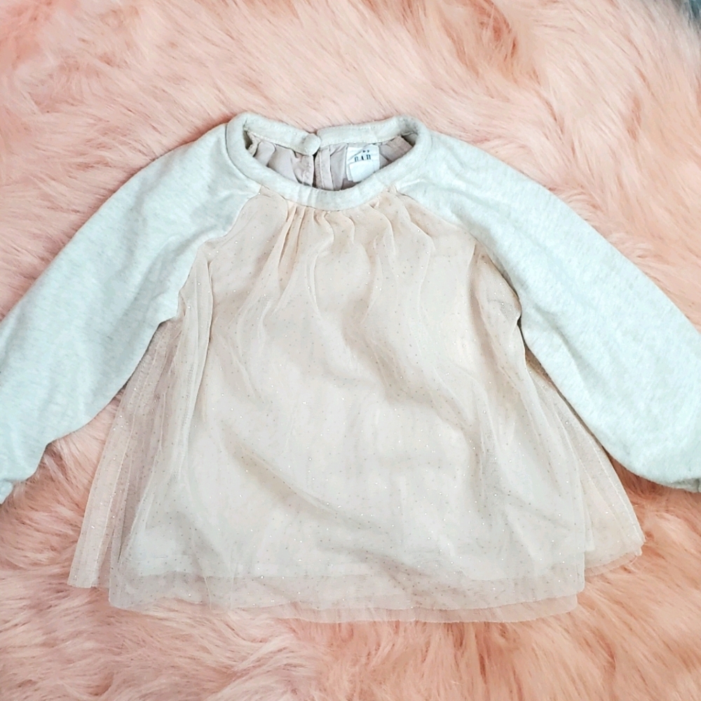 Baby Gap Shirt with Sheer Pink Glittery Overlay